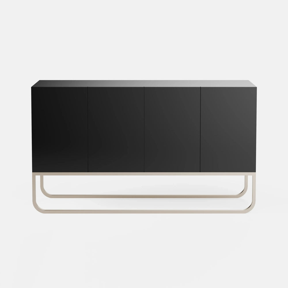 קומודה מודרנית Rodel בעיצוב מינימליסטי עם בסיס מתכתי מעוגל ונוכחות יוקרתית | פוני סטייל