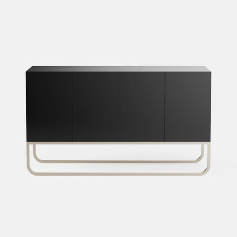 קומודה מודרנית Rodel בעיצוב מינימליסטי עם בסיס מתכתי מעוגל ונוכחות יוקרתית | פוני סטייל