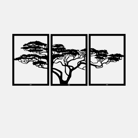 תמונת מתכת Vigdis – עיצוב אומנותי של עץ בקווים טבעיים, עשוי ברזל מגולוון עם גימור יוקרתי.