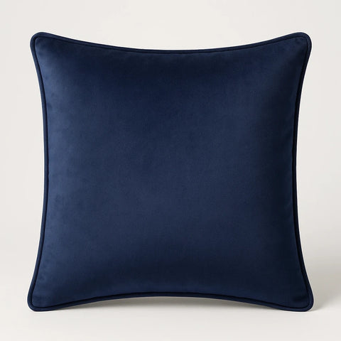 זוג כריות נוי מבד קטיפה מבריק בגוון כחול כהה