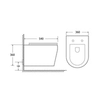אסלה תלויה מעוצבת Mork בעיצוב מינימליסטי בגימור שחור מט עם טכנולוגיית Rimless