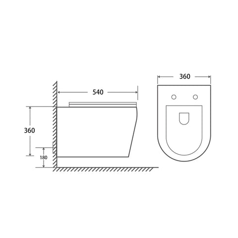 אסלה תלויה מעוצבת Mork בעיצוב מינימליסטי בגימור שחור מט עם טכנולוגיית Rimless