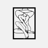 תמונת מתכת Hatt אישה עם כובע אפקט עומק בעיצוב אלגנטי ומודרני