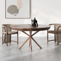 Halling – שולחן אוכל עגול נפתח לעד 10 סועדים עם רגל עץ אגוז ומנגנון פתיחה גרמני