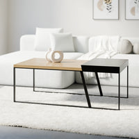 שולחן סלון בעיצוב מודרני Primist עם משטחים מדורגים בגימור פורניר ואפוקסי ומסגרת ברזל דקה