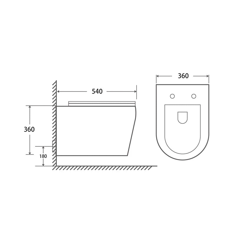 אסלה תלויה Ren בעיצוב מינימליסטי בגימור לבן מבריק עם טכנולוגיית Rimless