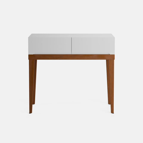 קונסולה Holt בעיצוב מינימליסטי עם שתי מגירות פתיחה בלחיצה ורגלי עץ מלא בסגנון מיד־סנצ’רי מודרני | פוני סטייל