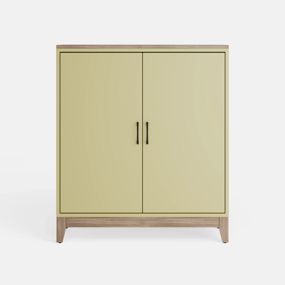 ארונית אחסון מודרנית Odyssey עם גוף בצבע אפוקסי, משטח פורניר ורגלי עץ מלא בסגנון סקנדינבי נקי | פוני סטייל