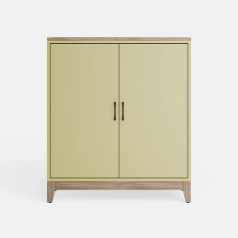 ארונית אחסון מודרנית Odyssey עם גוף בצבע אפוקסי, משטח פורניר ורגלי עץ מלא בסגנון סקנדינבי נקי | פוני סטייל