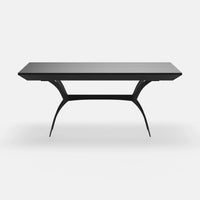 Harald – שולחן אוכל נפתח עם רגלי ברזל פיסוליות ופלטת פורניר בגימור שחור