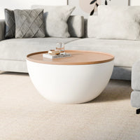 שולחן סלון עגול Fjord בעיצוב ג'פנדי עם פלטה בגימור עץ טבעי | פוני סטייל