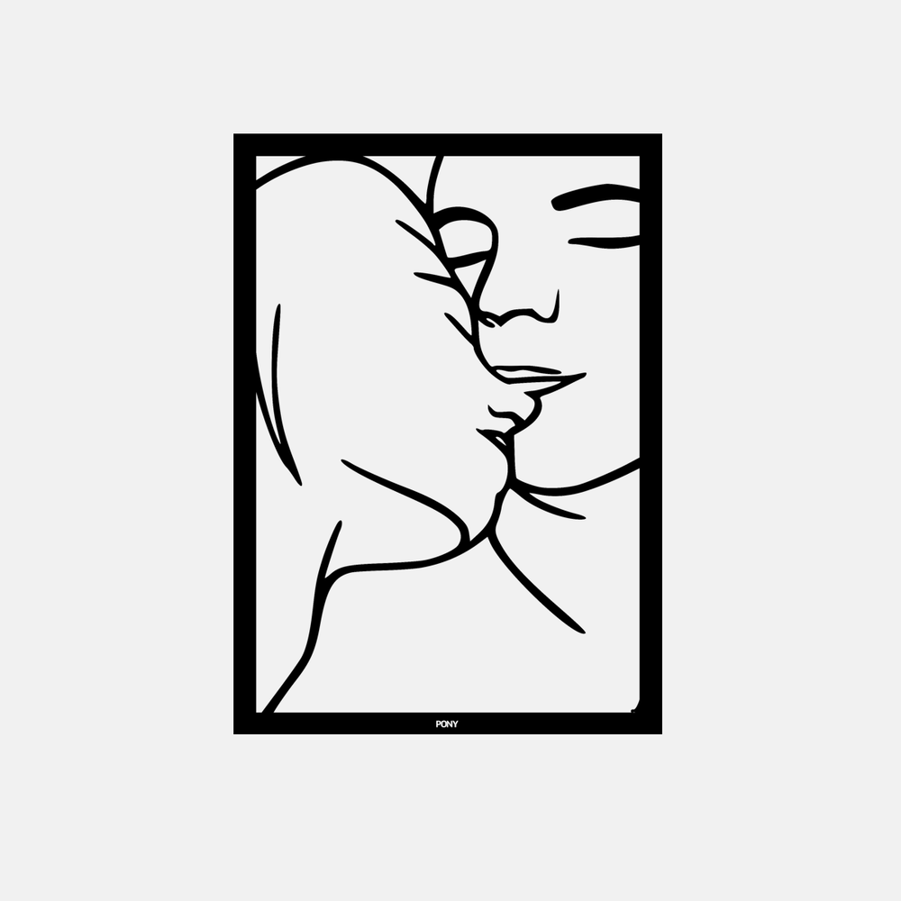 תמונת מתכת זוג Kys בעיצוב מינימליסטי אפקט עומק תלת-ממדי