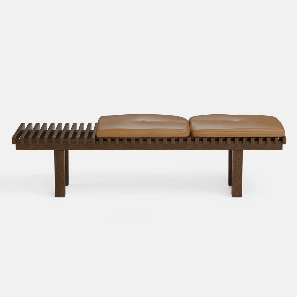 ספסל עץ מעוצב עם כריות דמוי עור - Frigga