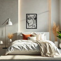 תמונת מתכת אישה ופרח Blom חיתוך לייזר אומנותי