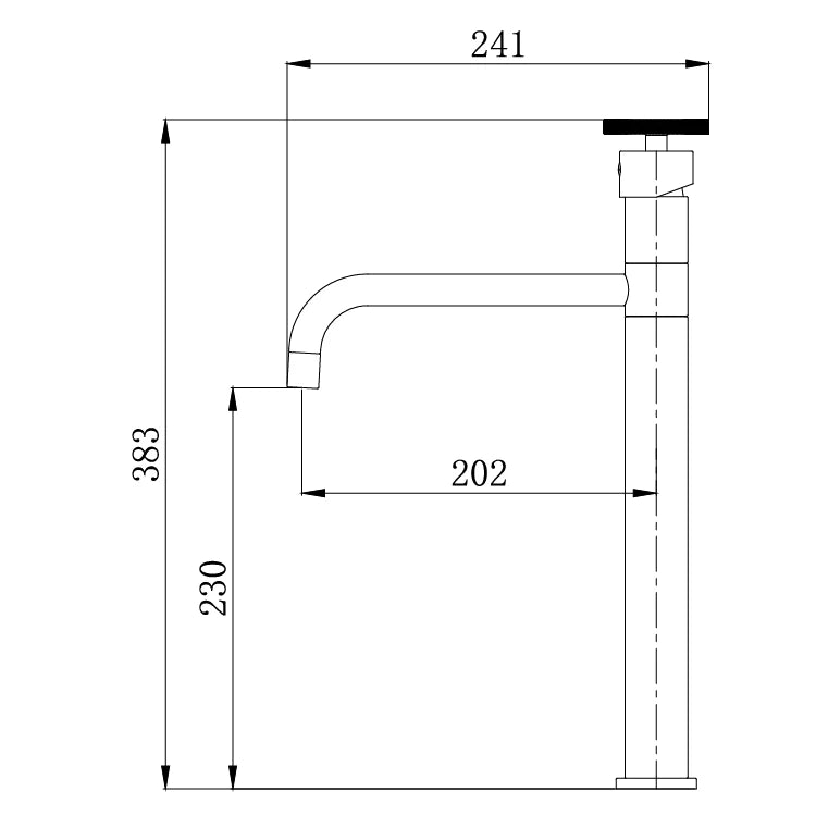 ברז גבוה לכיור מונח Vatten בעיצוב מינימליסטי עם פיה מסתובבת