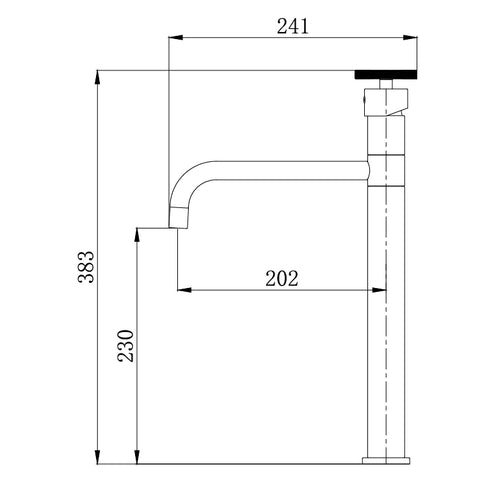 ברז גבוה לכיור מונח Vatten בעיצוב מינימליסטי עם פיה מסתובבת