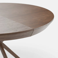 Halling – שולחן אוכל עגול נפתח לעד 10 סועדים עם רגל עץ אגוז ומנגנון פתיחה גרמני