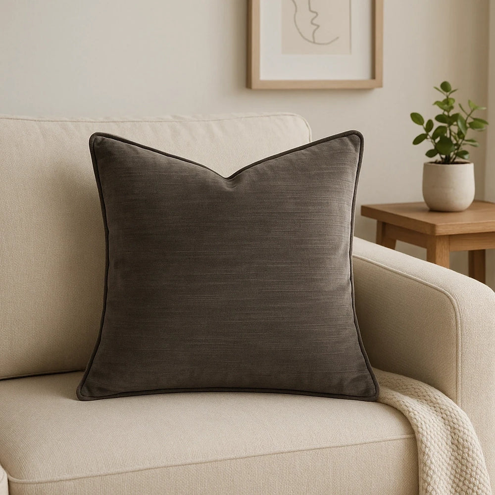 זוג כריות נוי בגוון אפור עכבר מקטיפה