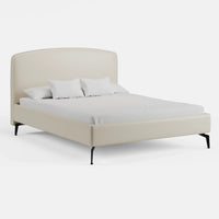 מיטה זוגית Ingrid בדמוי עור עם גב מעוגל ורגלי מתכת | בז' אבן