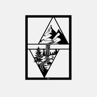 תמונת מתכת Alp קו הרים אפקט עומק בעיצוב מינימליסטי ומודרני