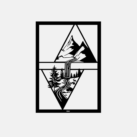 תמונת מתכת Alp קו הרים אפקט עומק בעיצוב מינימליסטי ומודרני