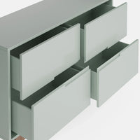 שידה כפרית Edda בגימור אפוקסי בהיר, 4 מגירות ורגלי עץ אלון טבעי | פוני סטייל