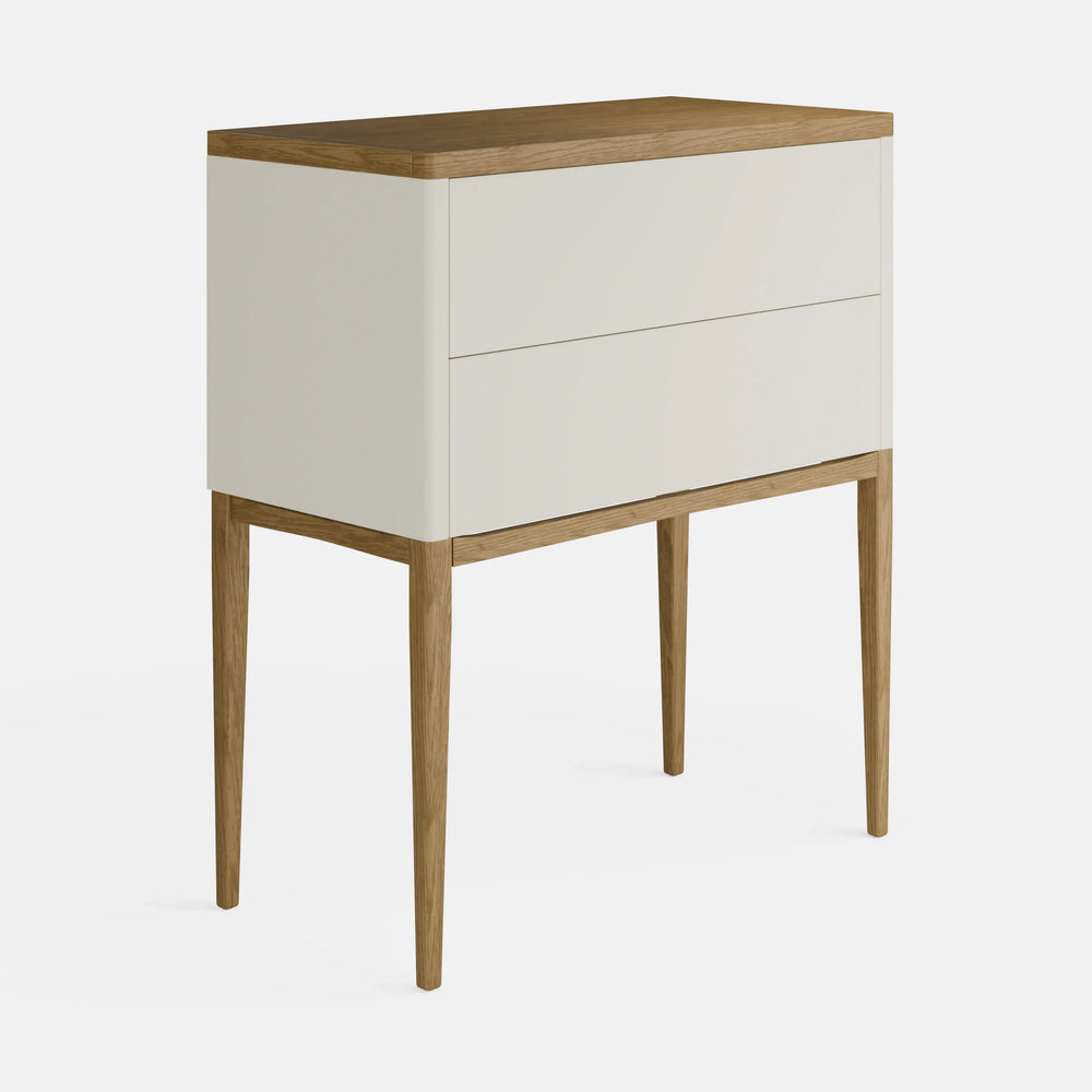 קונסולה מעוצבת Hvit עם מגירות טאץ', רגלי עץ מלא ופלטת פורניר בעיצוב סקנדינבי נקי | פוני סטייל