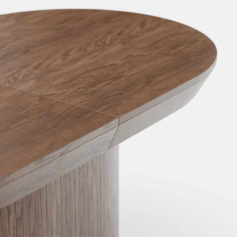 Ymir – שולחן אוכל אובלי נפתח עם רגל עץ מרכזית ומנגנון גרמני מתקדם