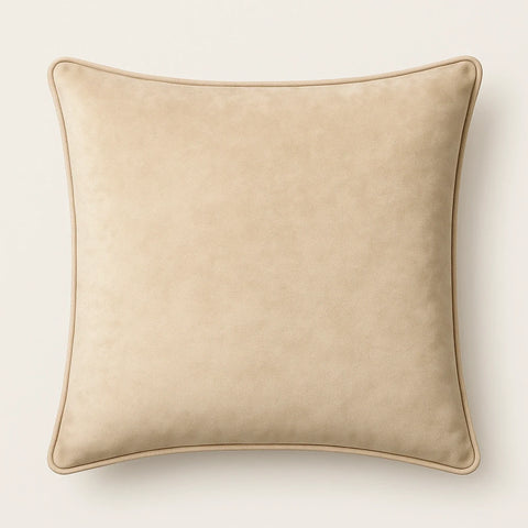 זוג כריות נוי מבד קטיפה מבריק בגוון שמפניה בהיר