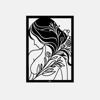 תמונת מתכת אישה ופרחים Flora חיתוך לייזר אומנותי