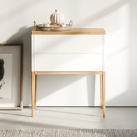 קונסולה מעוצבת Hvit עם מגירות טאץ', רגלי עץ מלא ופלטת פורניר בעיצוב סקנדינבי נקי | פוני סטייל