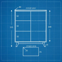 שידה סקנדינבית Skadi עם מגירות ודלת בצבע שחור, רגלי עץ טבעי ופלטת פורניר בגוון אלון | פוני סטייל