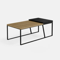 שולחן סלון בעיצוב מודרני Primist עם משטחים מדורגים בגימור פורניר ואפוקסי ומסגרת ברזל דקה