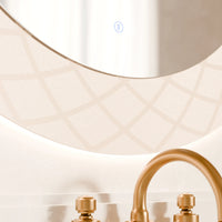 מראה לאמבטיה חכמה עגולה עם תאורת לד, מפשיר אדים ודוגמה מעוצבת – Ringen