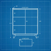 שידה כפרית Hedin בגימור אפוקסי בהיר, פלטת עץ תעשייתי מחופה פורניר ורגלי עץ אלון טבעי | פוני סטייל