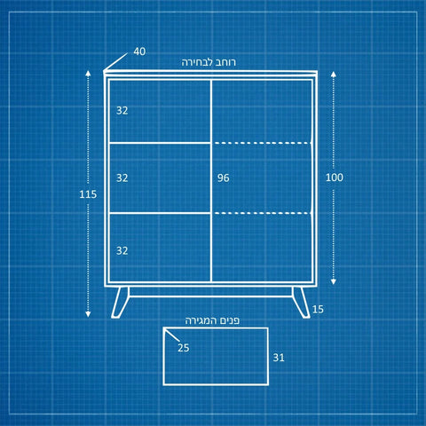 שידה כפרית Hedin בגימור אפוקסי בהיר, פלטת עץ תעשייתי מחופה פורניר ורגלי עץ אלון טבעי | פוני סטייל