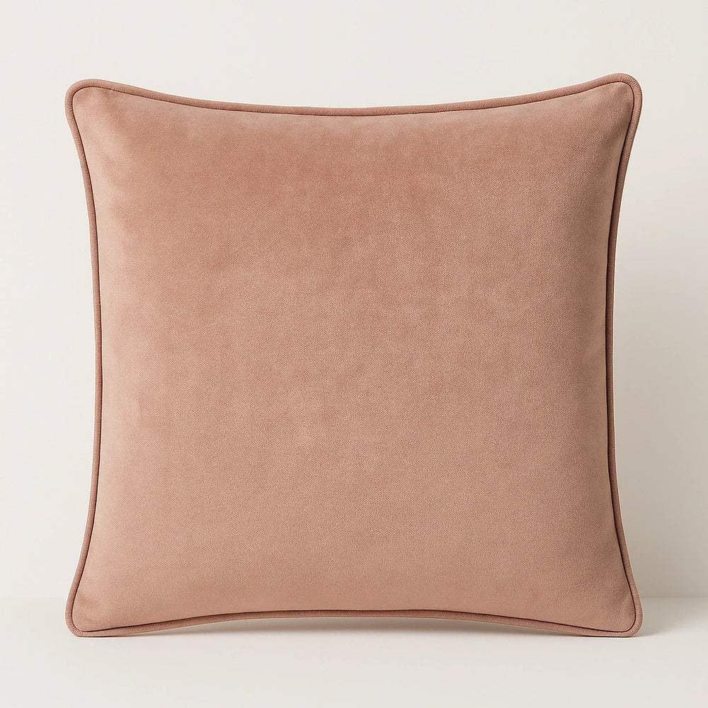 זוג כריות נוי מבד קטיפה מבריק בגוון ורוד עתיק