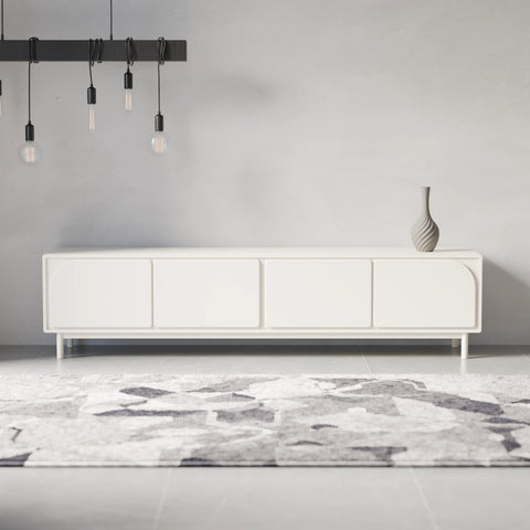 מזנון טלוויזיה מודרני Arc בגוון בהיר עם דלתות מעוגלות ורגליים דקות