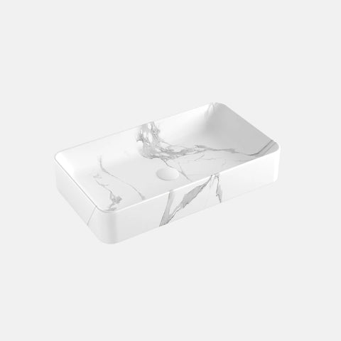 כיור חרס מונח Alva בגימור קלקטה לבן מט להתקנה מונחת או תלויה