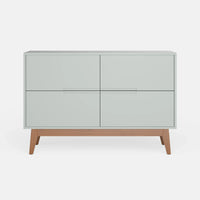 שידה כפרית Edda בגימור אפוקסי בהיר, 4 מגירות ורגלי עץ אלון טבעי | פוני סטייל