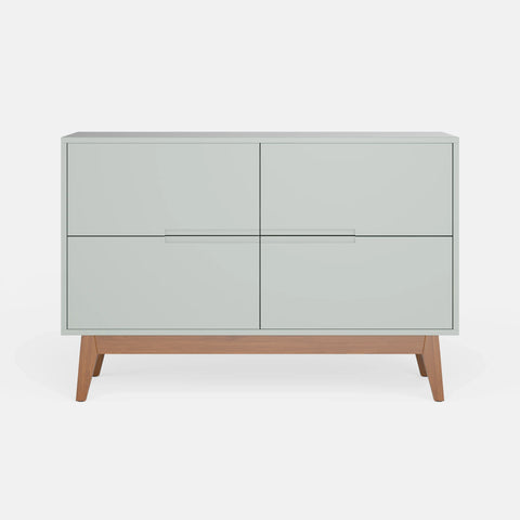 שידה כפרית Edda בגימור אפוקסי בהיר, 4 מגירות ורגלי עץ אלון טבעי | פוני סטייל